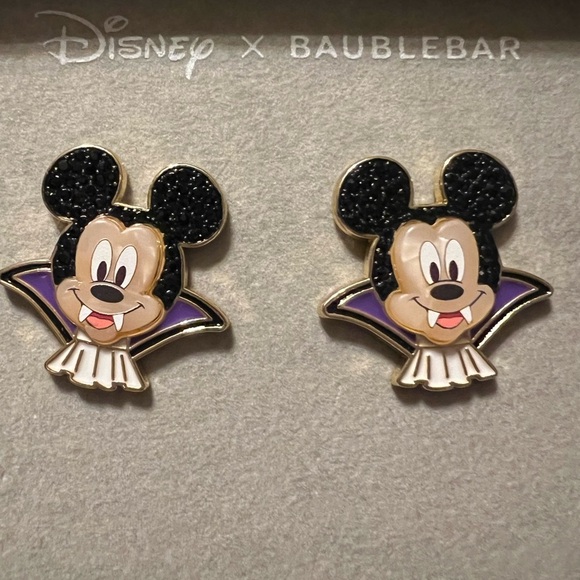 BaubleBar Disney Mickey Mouse Earrings - Black, Purple, Gold - Picture 2 of 2